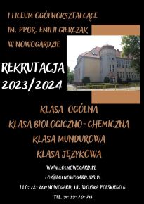 KLASA OGÓLNA KLASA BIOLOGICZNO CHEMICZNA KLASA MUNDUROWA KLASA JĘZYKOWA 1